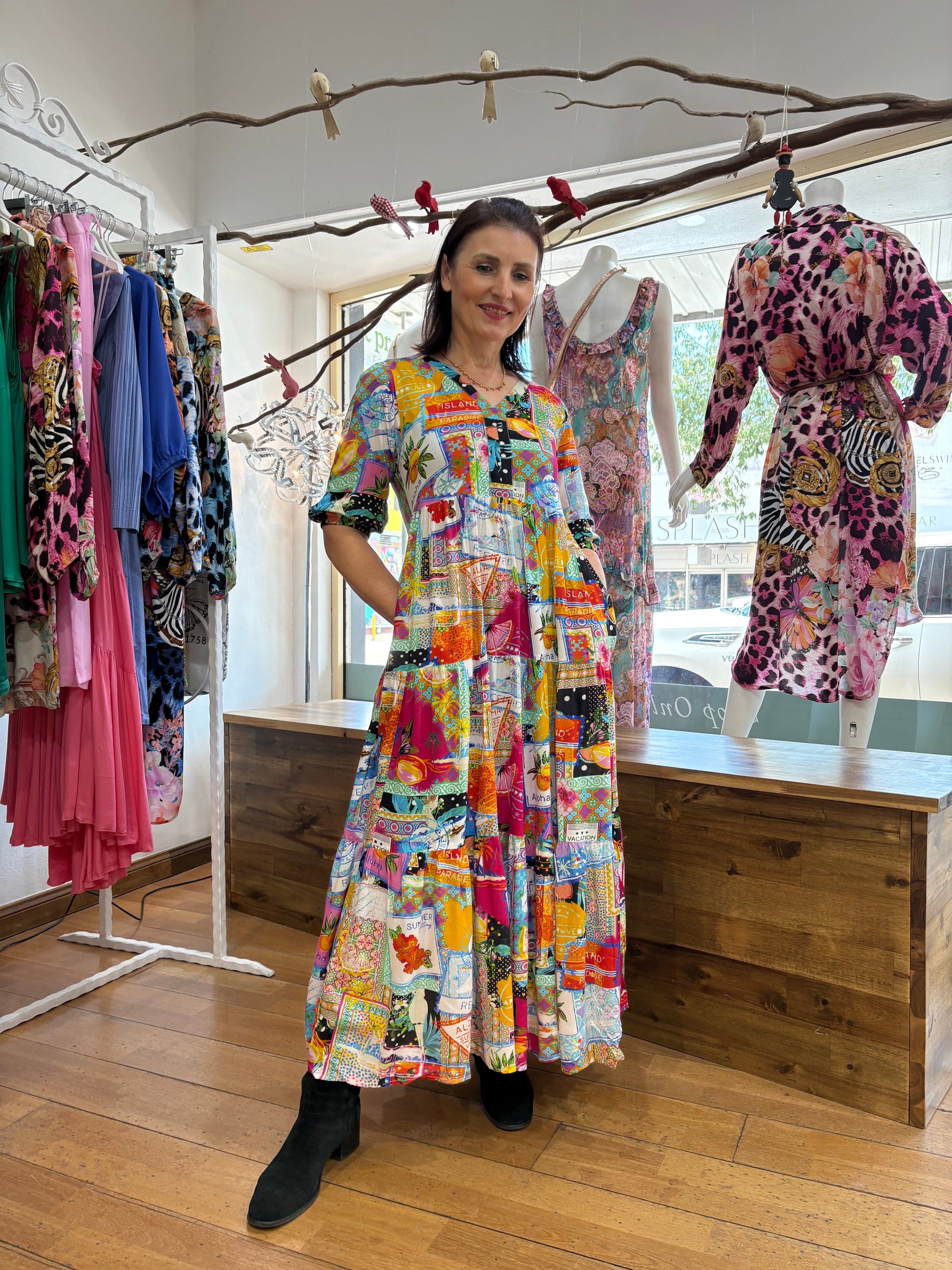 Lana Maxi Dress with V Neckline - Pinkhill -  - [] - Darwin boutique - Australian fashion design - Darwin Fashion - Australian Fashion Designer - Australian Fashion Designer Brands - Australian Fashion Design 