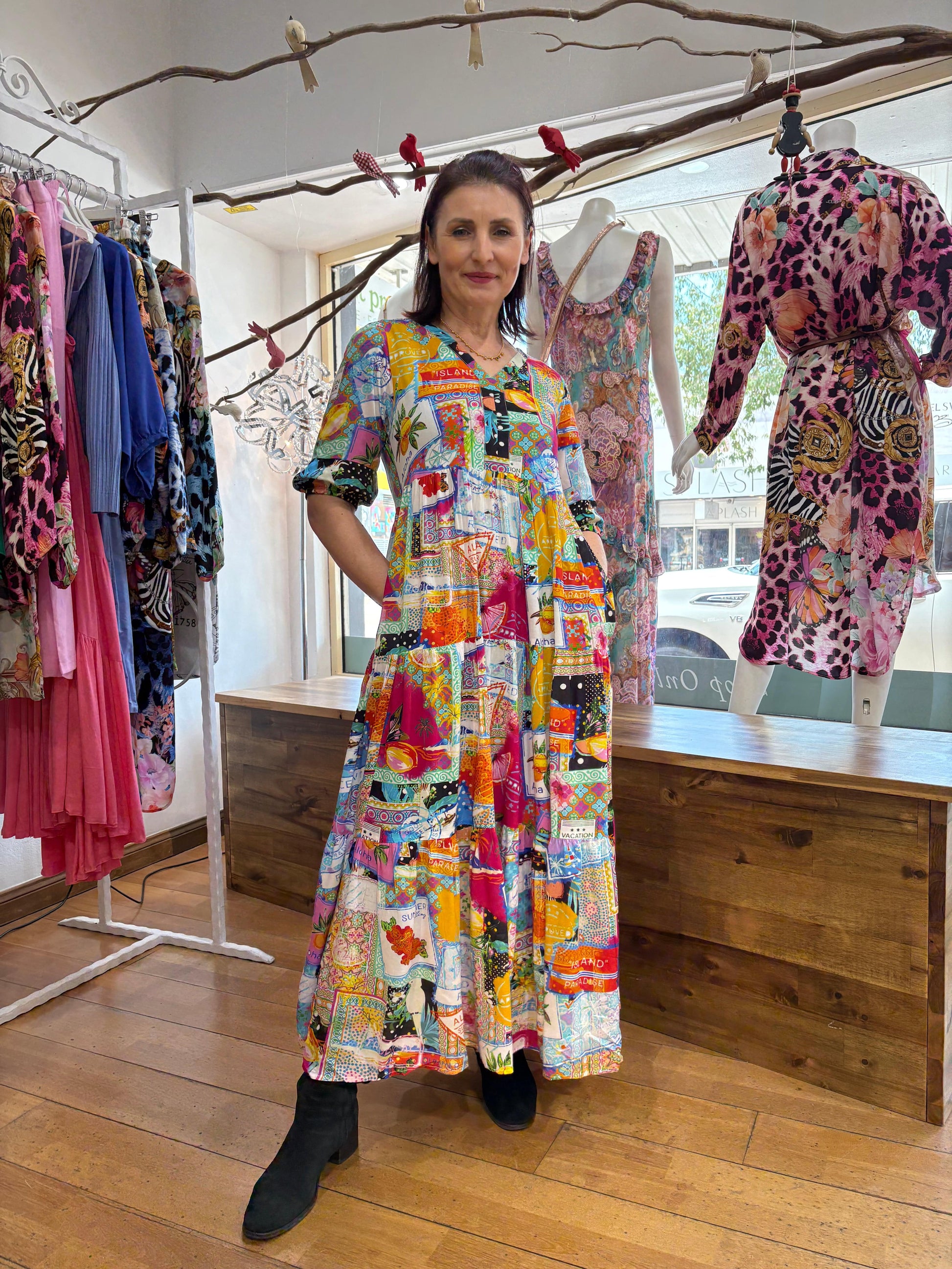 Lana Maxi Dress with V Neckline - Pinkhill -  - [] - Darwin boutique - Australian fashion design - Darwin Fashion - Australian Fashion Designer - Australian Fashion Designer Brands - Australian Fashion Design 