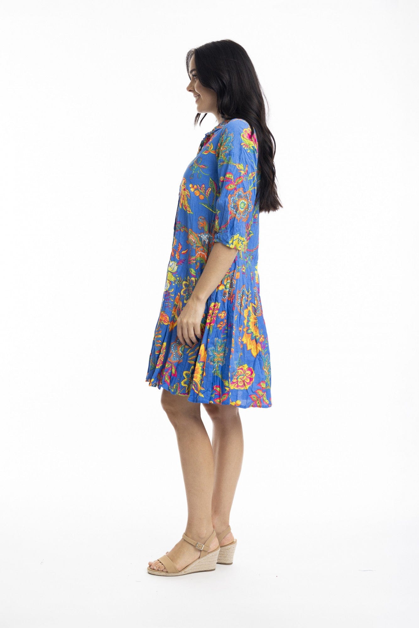 Le Monre Short Buttonthrough Godet Dress - Pinkhill -  - [] - Darwin boutique - Australian fashion design - Darwin Fashion - Australian Fashion Designer - Australian Fashion Designer Brands - Australian Fashion Design 