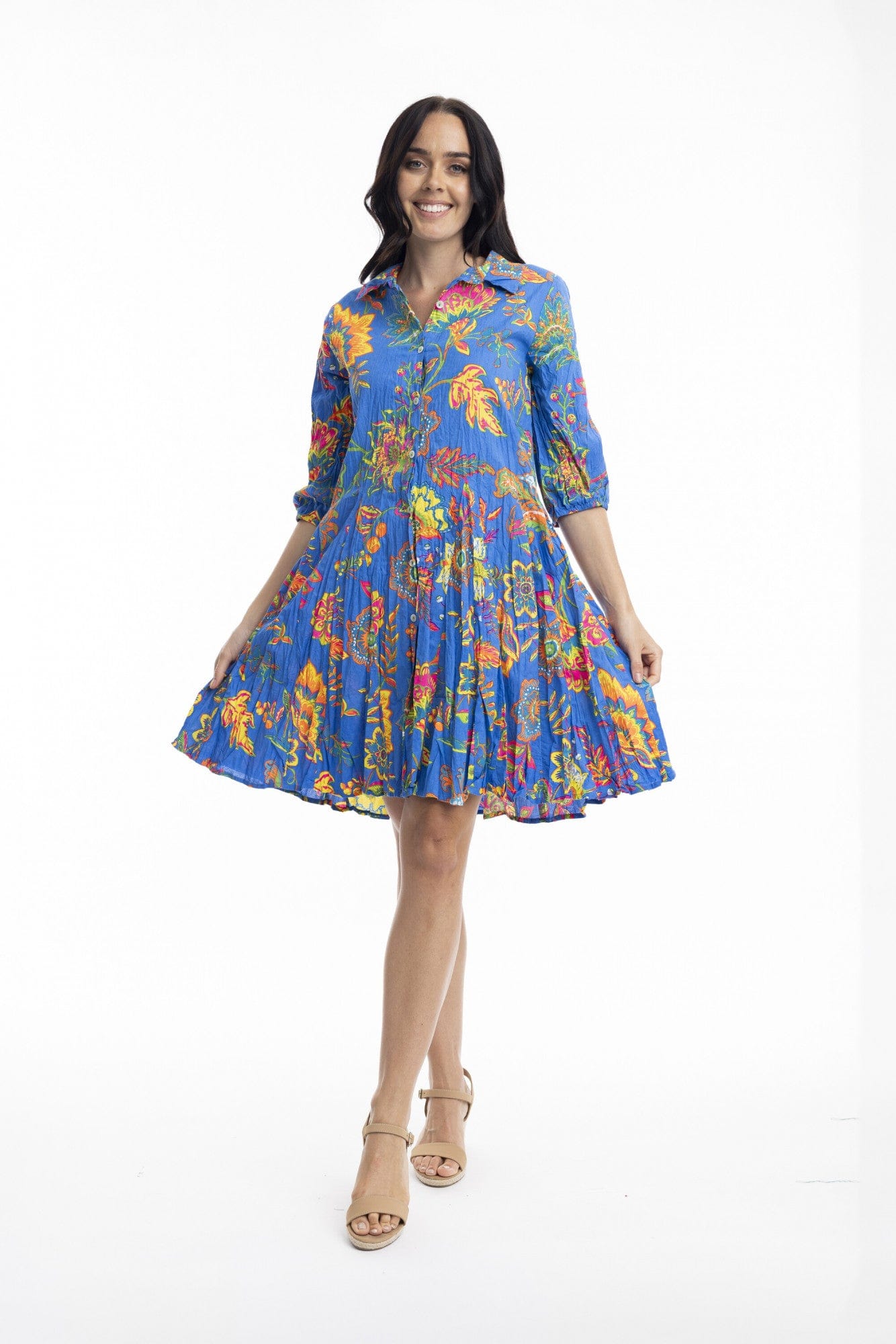 Le Monre Short Buttonthrough Godet Dress - Pinkhill -  - [] - Darwin boutique - Australian fashion design - Darwin Fashion - Australian Fashion Designer - Australian Fashion Designer Brands - Australian Fashion Design 