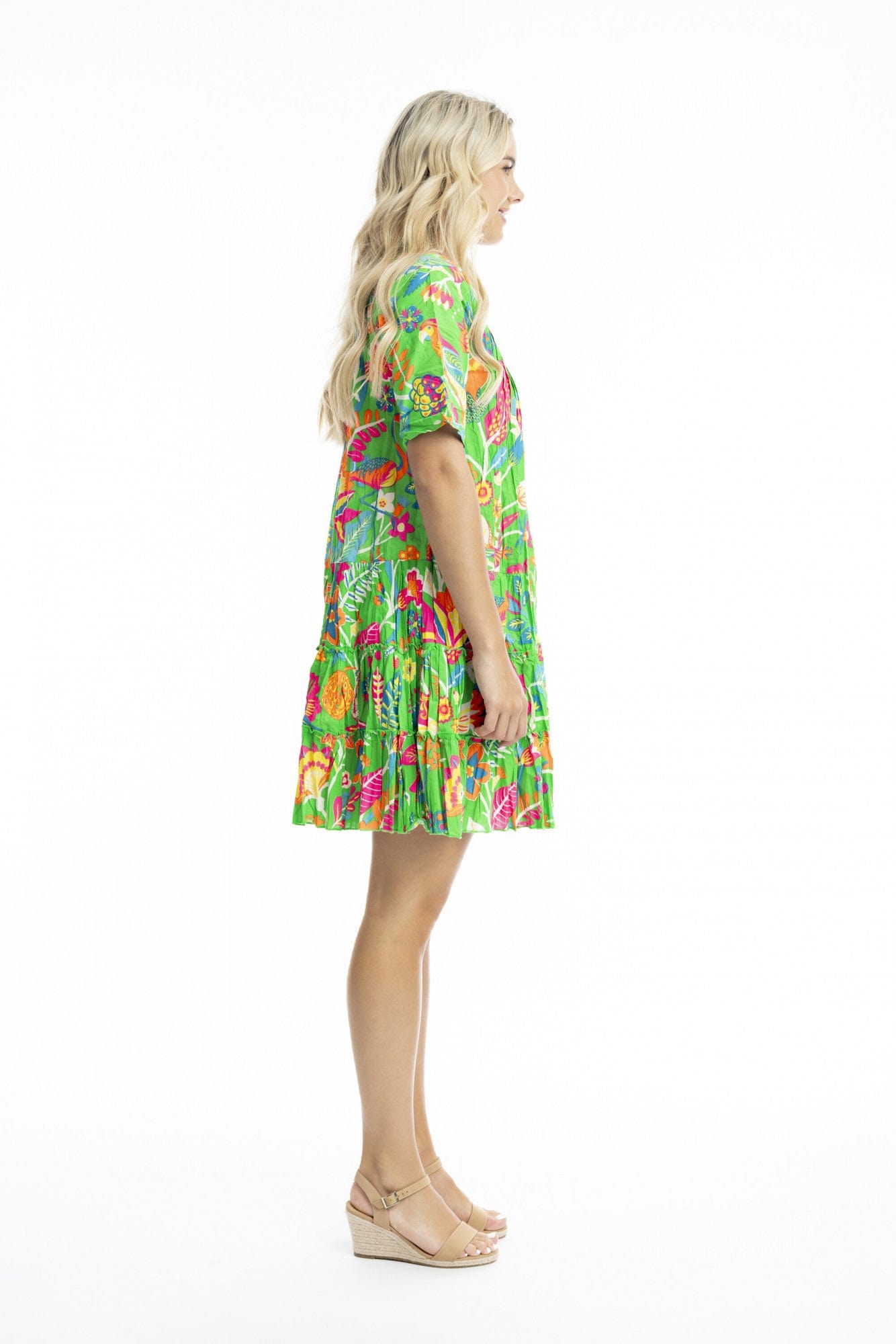 Madurai Frill Sleeve Pleated Dress - Green - Pinkhill -  - [] - Darwin boutique - Australian fashion design - Darwin Fashion - Australian Fashion Designer - Australian Fashion Designer Brands - Australian Fashion Design 