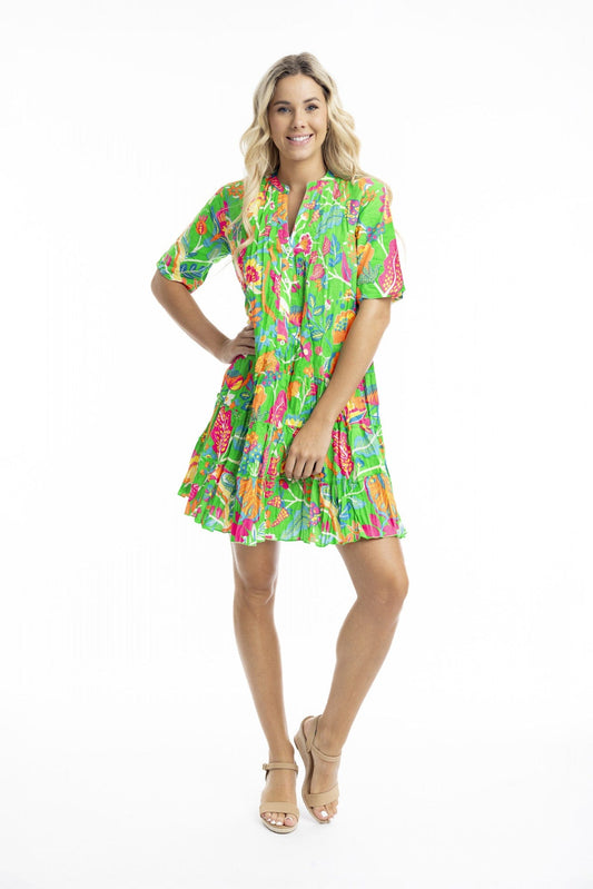 Madurai Frill Sleeve Pleated Dress - Green - Pinkhill -  - [] - Darwin boutique - Australian fashion design - Darwin Fashion - Australian Fashion Designer - Australian Fashion Designer Brands - Australian Fashion Design 