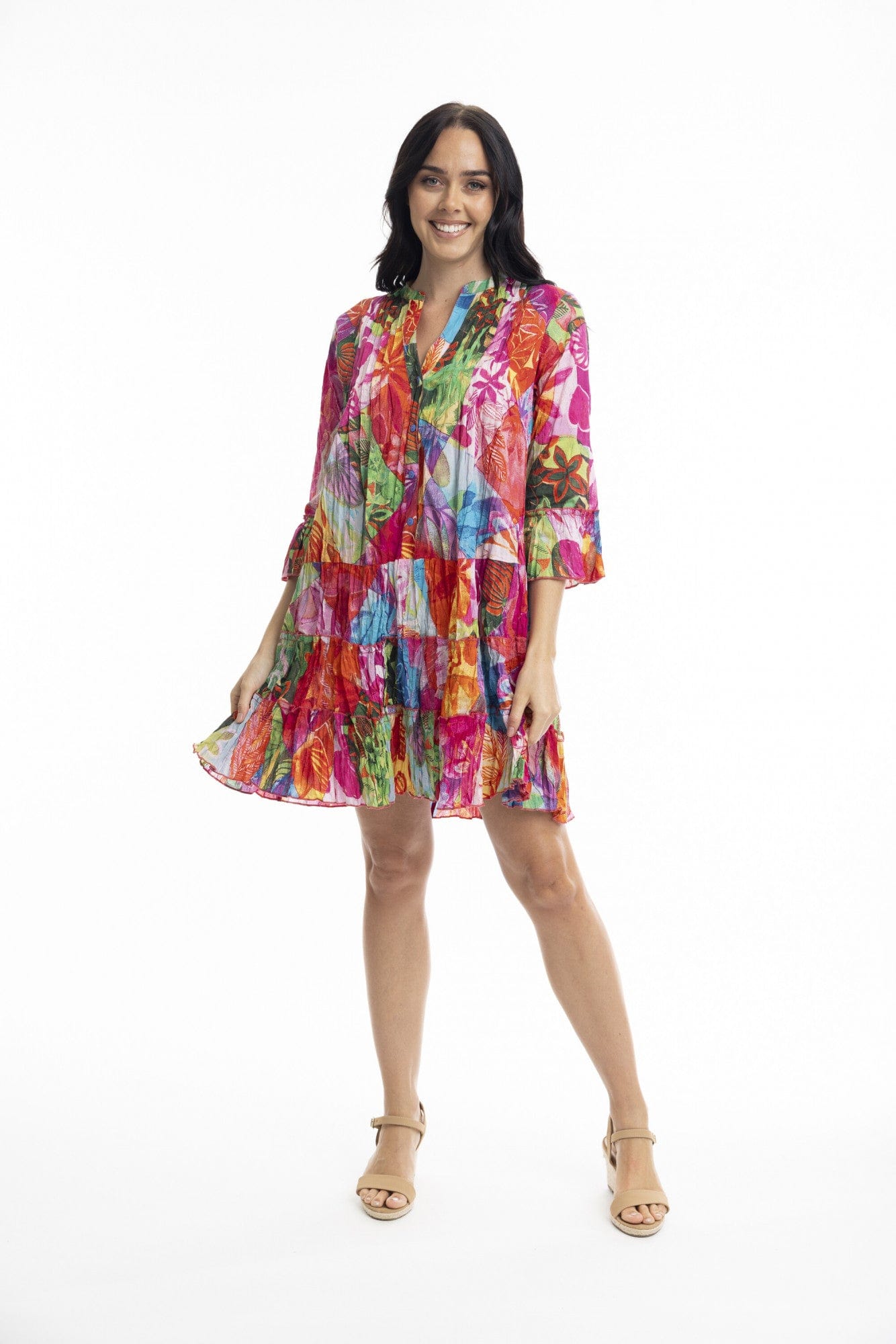 Madurai Frill Sleeve Pleated Dress - Red - Pinkhill -  - [] - Darwin boutique - Australian fashion design - Darwin Fashion - Australian Fashion Designer - Australian Fashion Designer Brands - Australian Fashion Design 