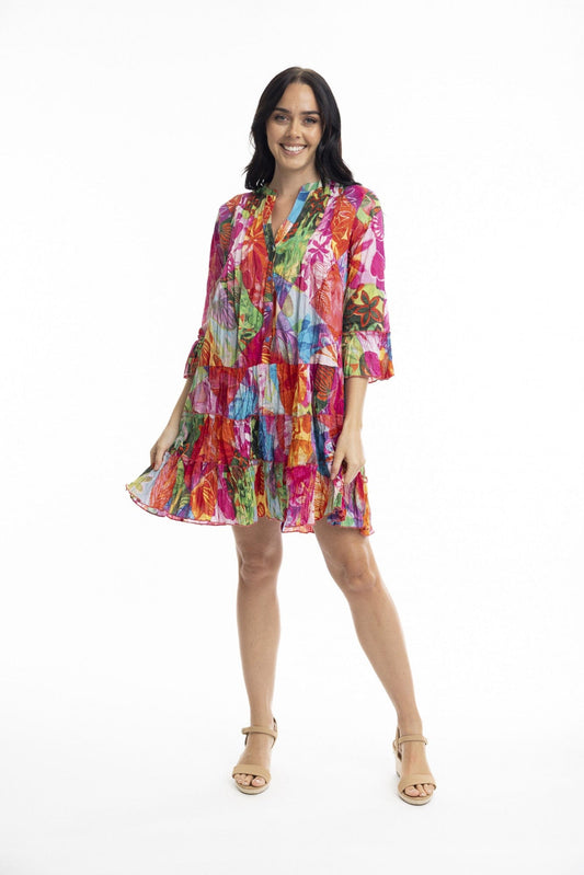 Madurai Frill Sleeve Pleated Dress - Red - Pinkhill -  - [] - Darwin boutique - Australian fashion design - Darwin Fashion - Australian Fashion Designer - Australian Fashion Designer Brands - Australian Fashion Design 