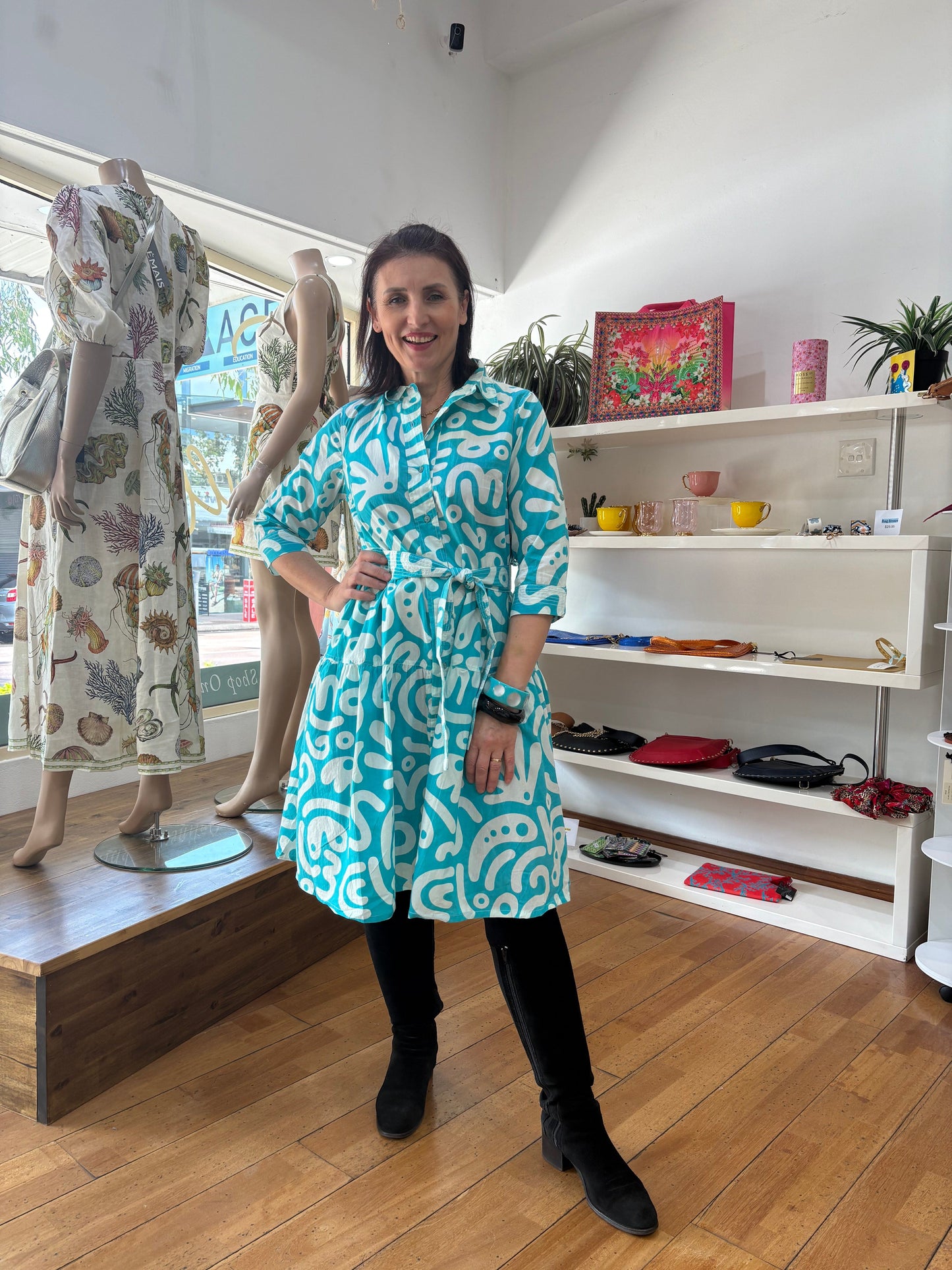 Poplin Print Dress - Pinkhill -  - [] - Darwin boutique - Australian fashion design - Darwin Fashion - Australian Fashion Designer - Australian Fashion Designer Brands - Australian Fashion Design 