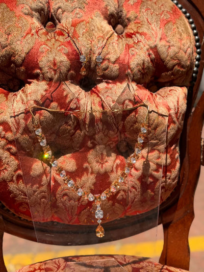 Champagne crystal drop necklace