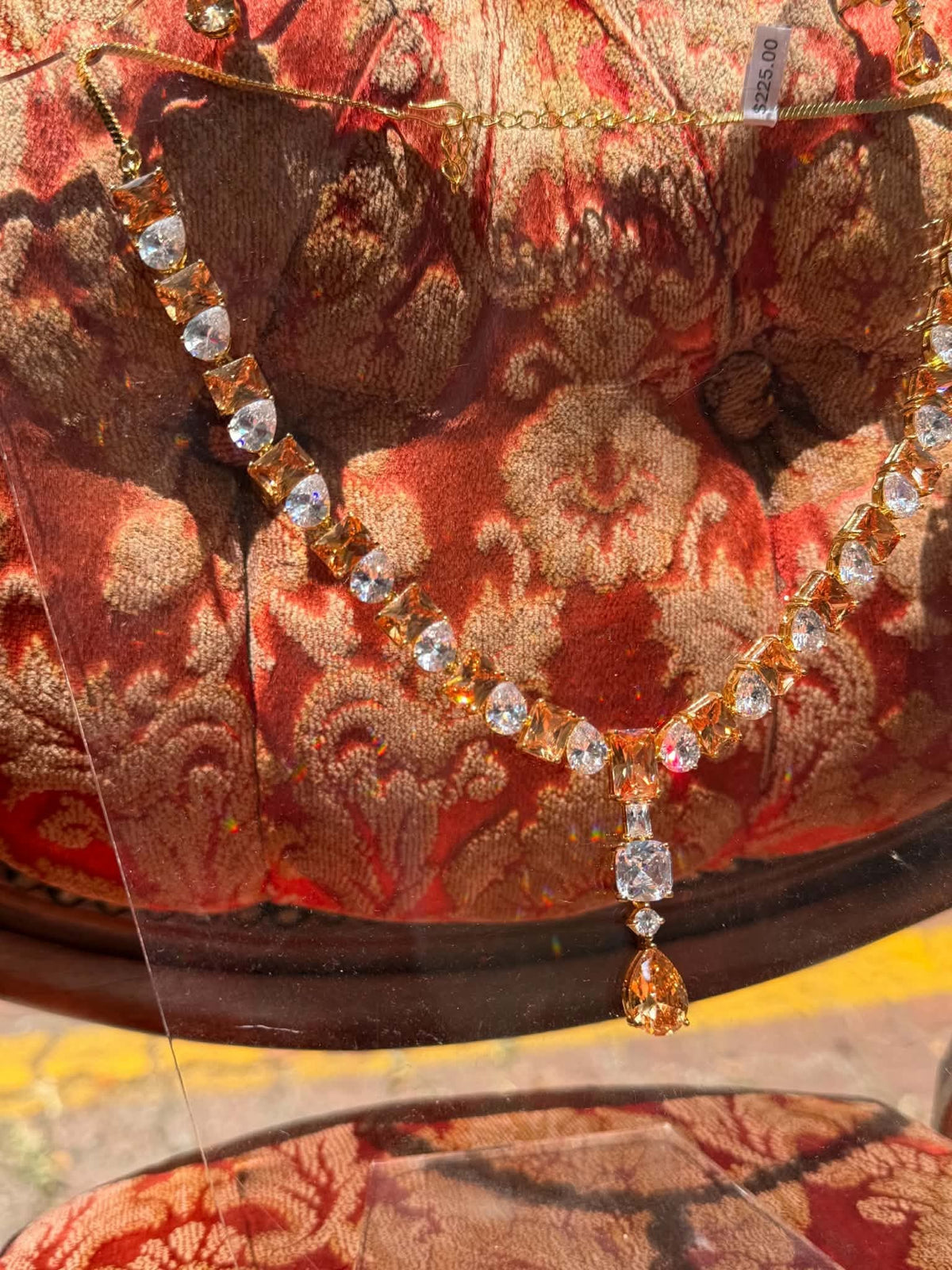 Champagne crystal drop necklace