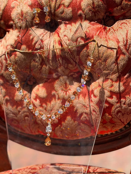 Champagne crystal drop necklace