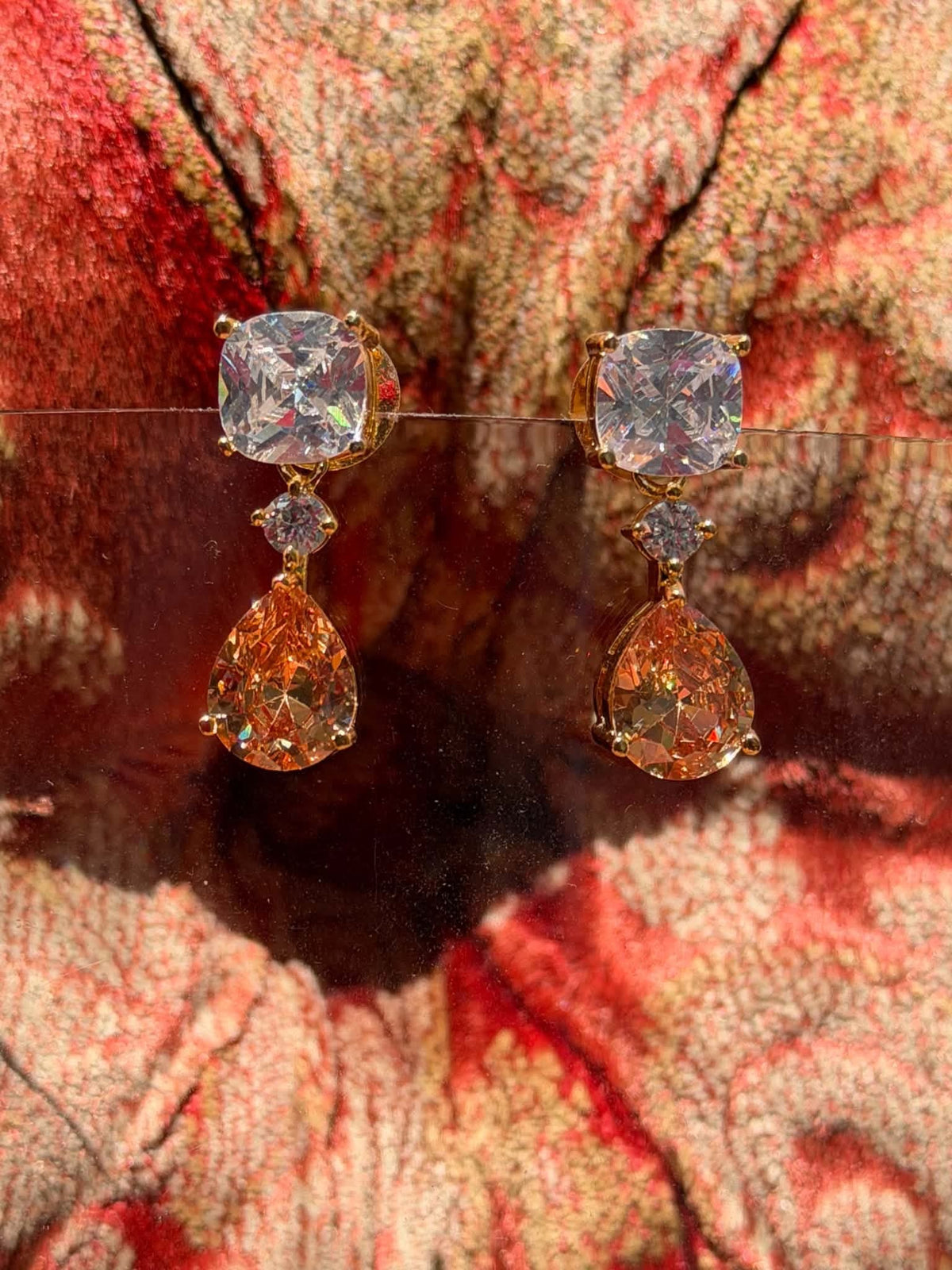 Champagne crystal drop earrings
