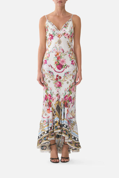 Camilla Vneck slip dress with flounce hem Torero Libertine