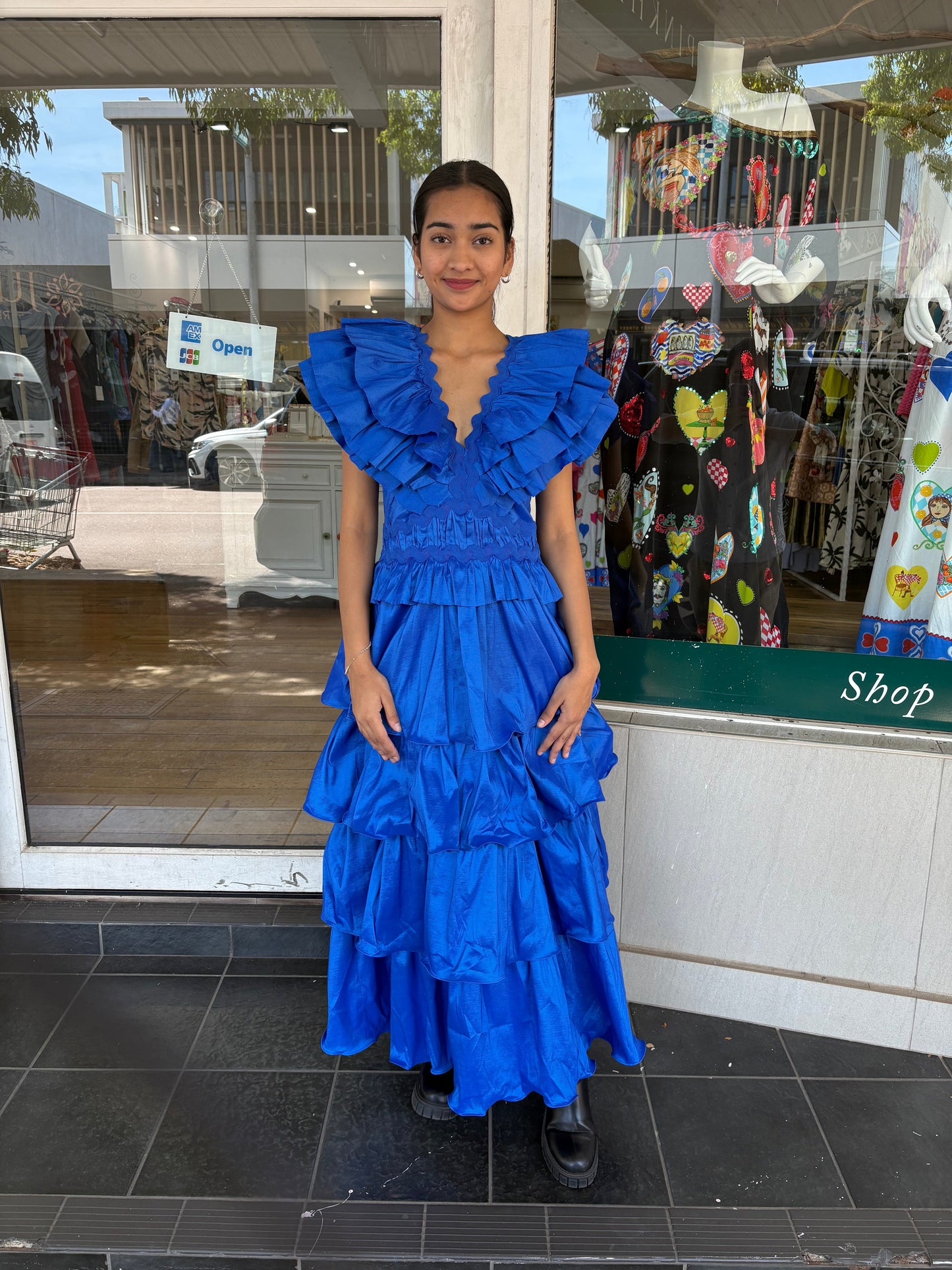 Eliza V Neck Dress - Blue - Pinkhill -  - [] - Darwin boutique - Australian fashion design - Darwin Fashion - Australian Fashion Designer - Australian Fashion Designer Brands - Australian Fashion Design 