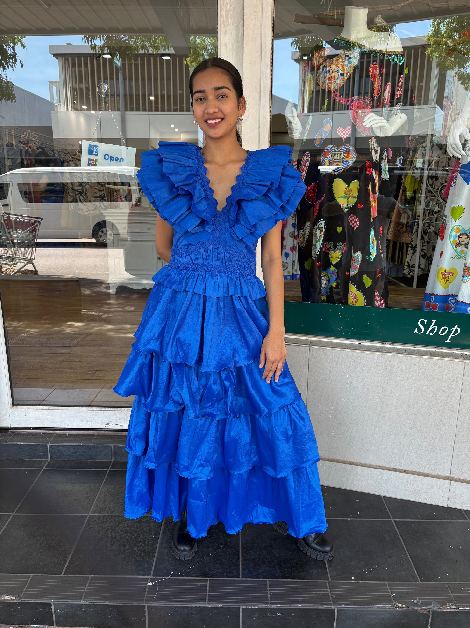 Eliza V Neck Dress - Blue - Pinkhill -  - [] - Darwin boutique - Australian fashion design - Darwin Fashion - Australian Fashion Designer - Australian Fashion Designer Brands - Australian Fashion Design 