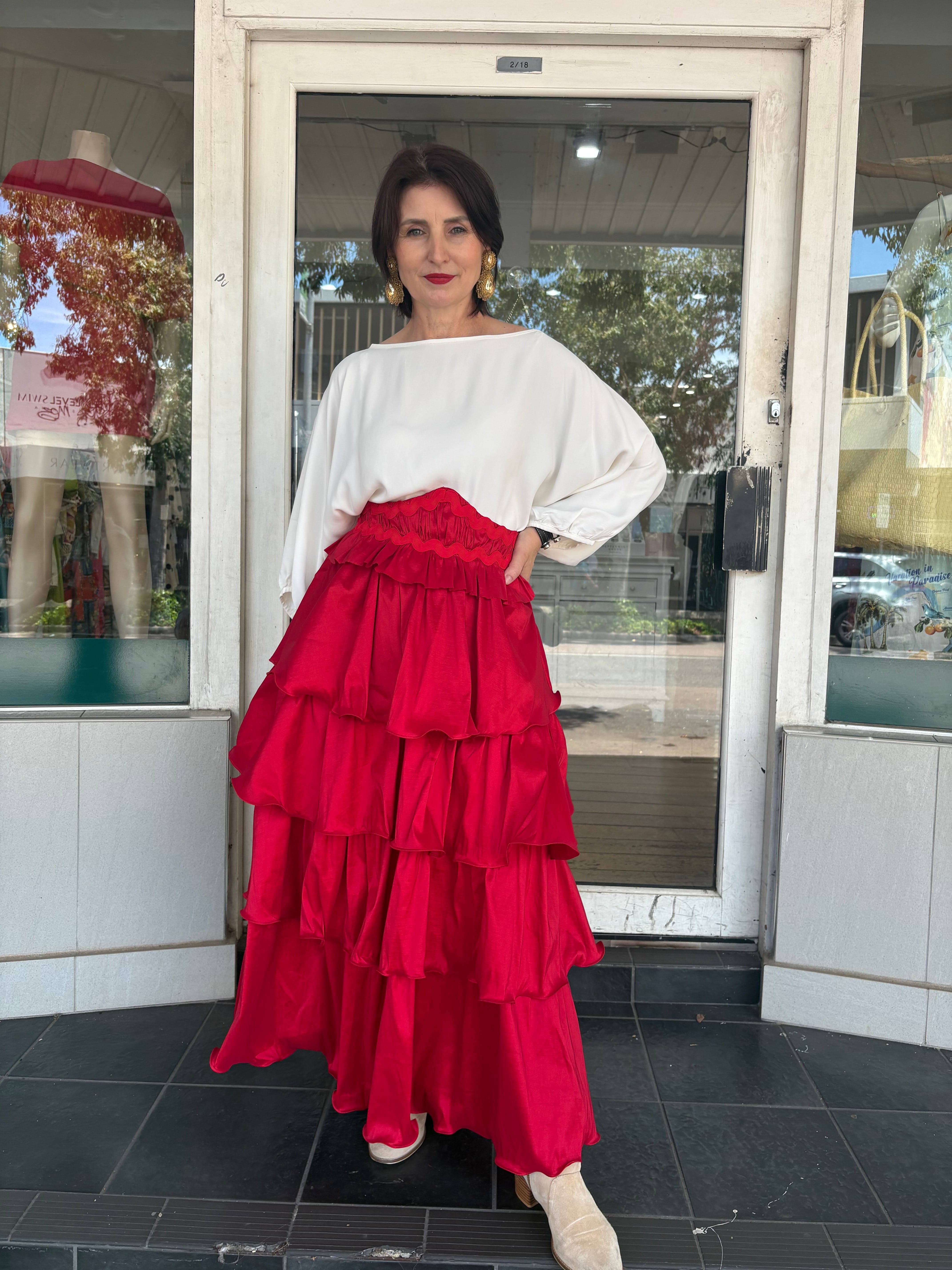 Lunatica Milano Frill Skirt Red | Pinkhill Darwin