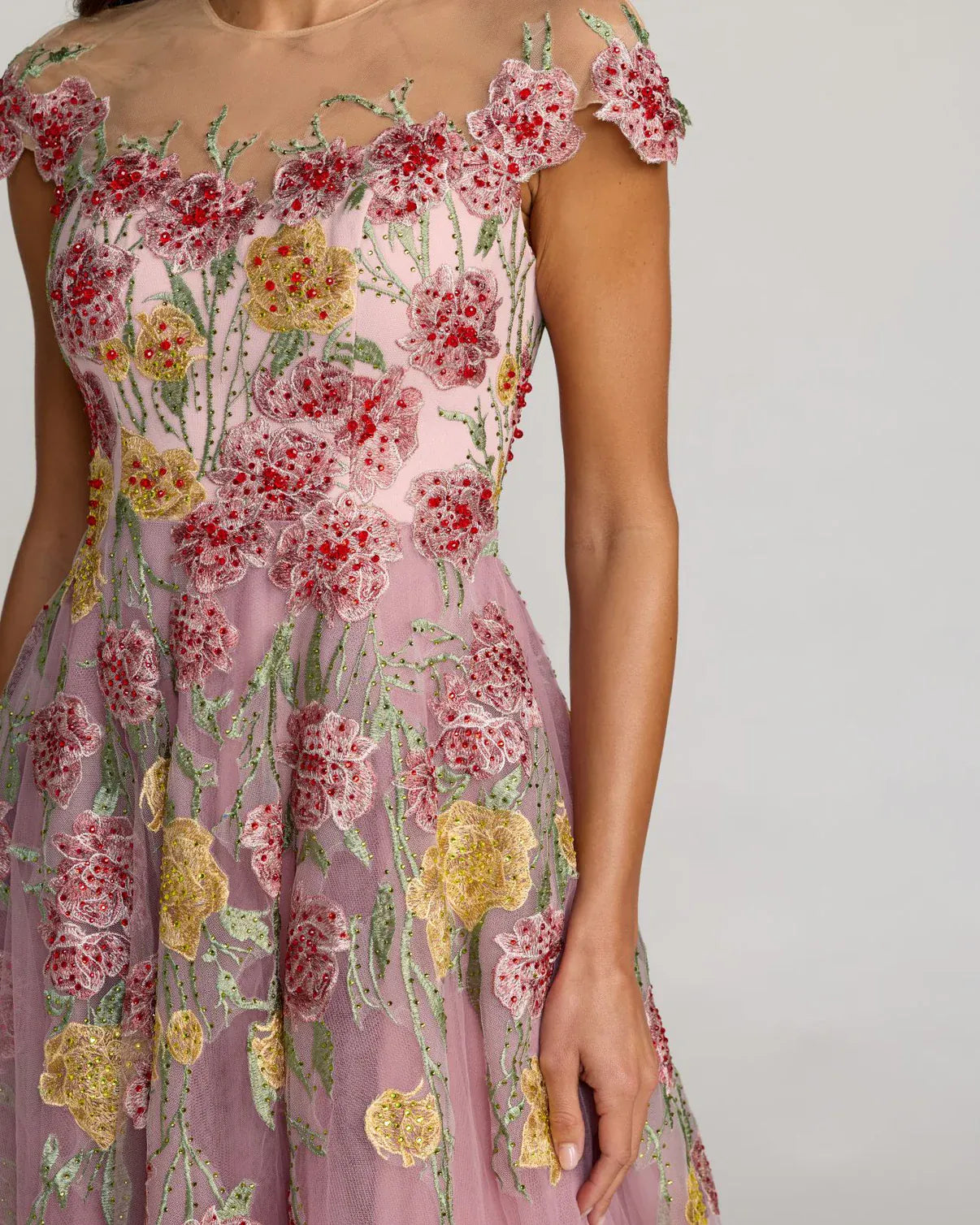 Mac Duggal Embroidered Midi Dress