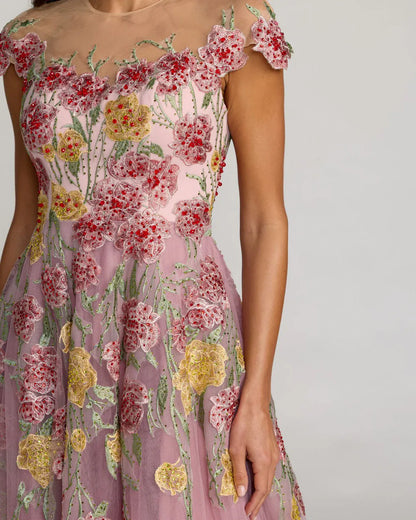Mac Duggal Embroidered Midi Dress