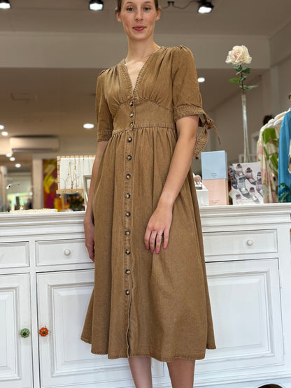 Manhattan Denim Dress - Brown - Pinkhill -  - [] - Darwin boutique - Australian fashion design - Darwin Fashion - Australian Fashion Designer - Australian Fashion Designer Brands - Australian Fashion Design 