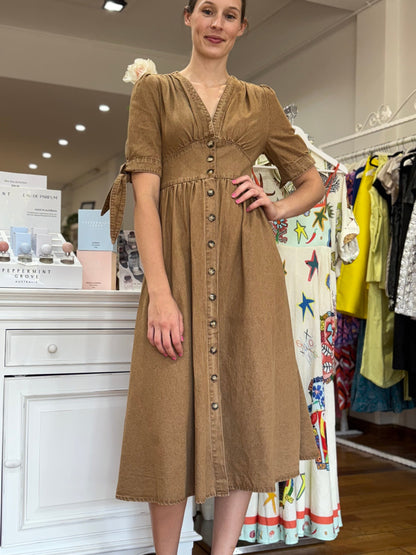 Manhattan Denim Dress - Brown - Pinkhill -  - [] - Darwin boutique - Australian fashion design - Darwin Fashion - Australian Fashion Designer - Australian Fashion Designer Brands - Australian Fashion Design 