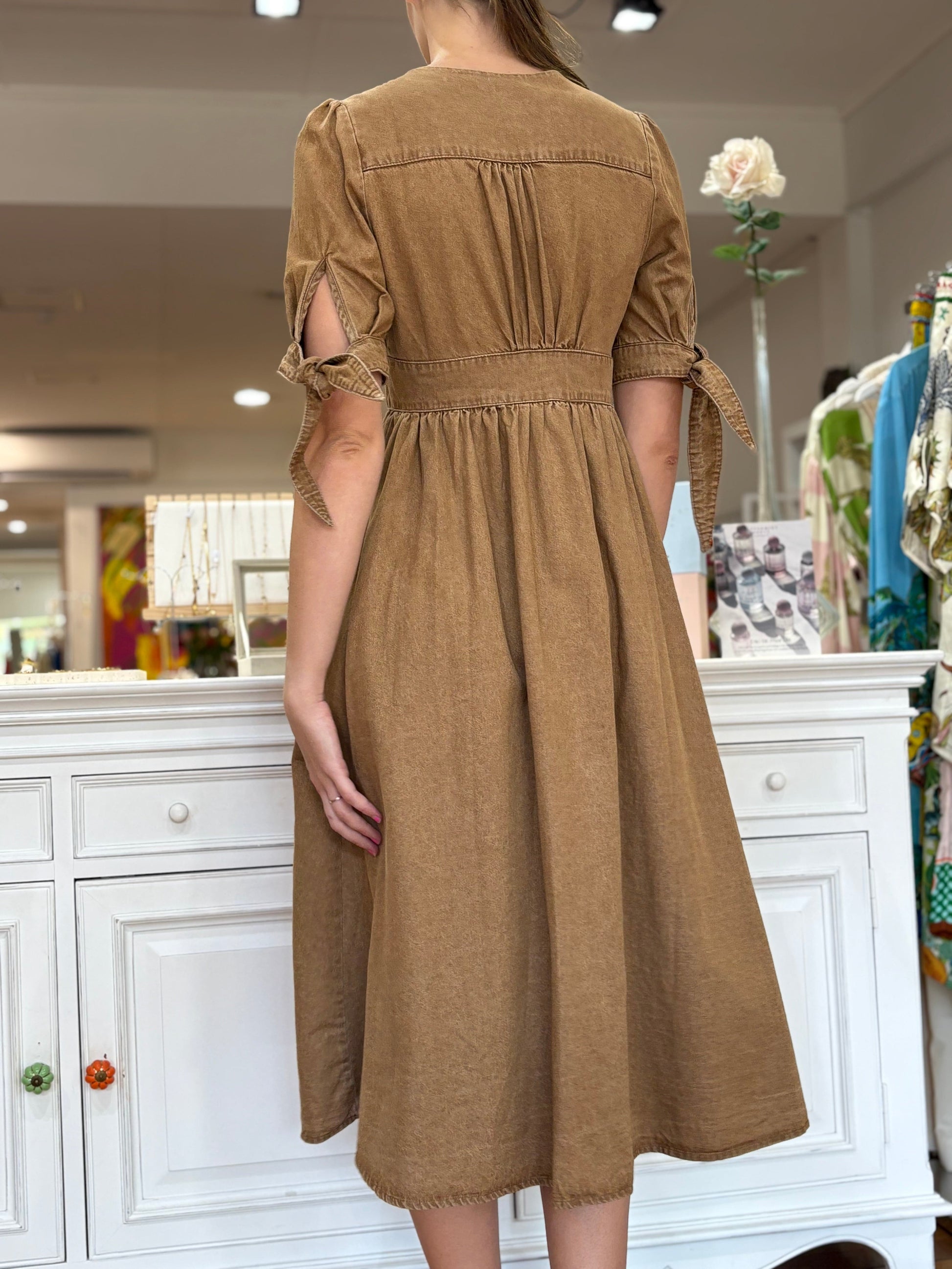 Manhattan Denim Dress - Brown - Pinkhill -  - [] - Darwin boutique - Australian fashion design - Darwin Fashion - Australian Fashion Designer - Australian Fashion Designer Brands - Australian Fashion Design 
