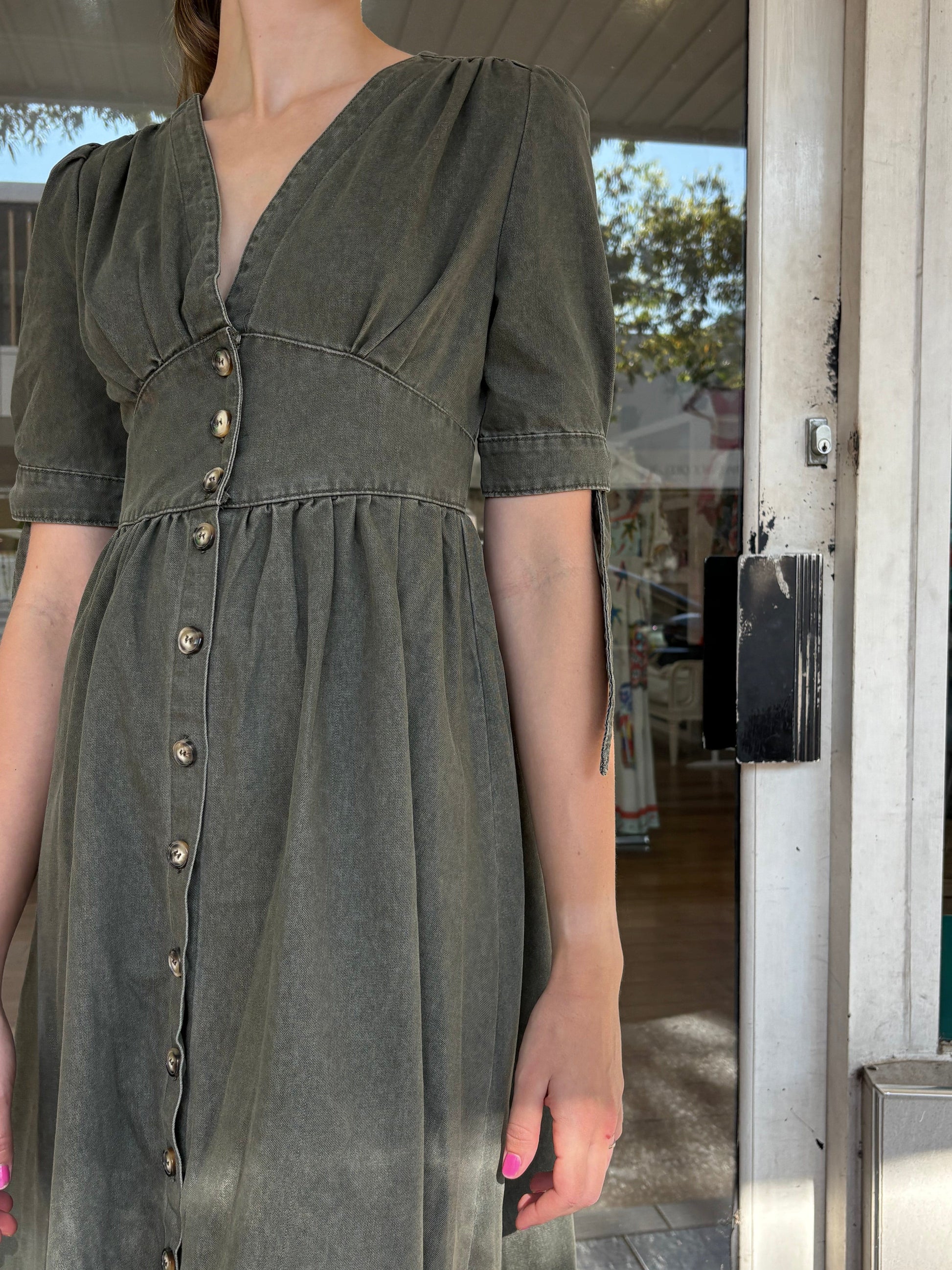 Manhattan Denim Dress - Khaki - Pinkhill -  - [] - Darwin boutique - Australian fashion design - Darwin Fashion - Australian Fashion Designer - Australian Fashion Designer Brands - Australian Fashion Design 