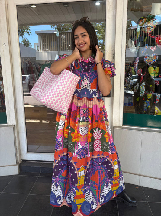 Oktavija Bag - Pink/ White - Pinkhill -  - [] - Darwin boutique - Australian fashion design - Darwin Fashion - Australian Fashion Designer - Australian Fashion Designer Brands - Australian Fashion Design 