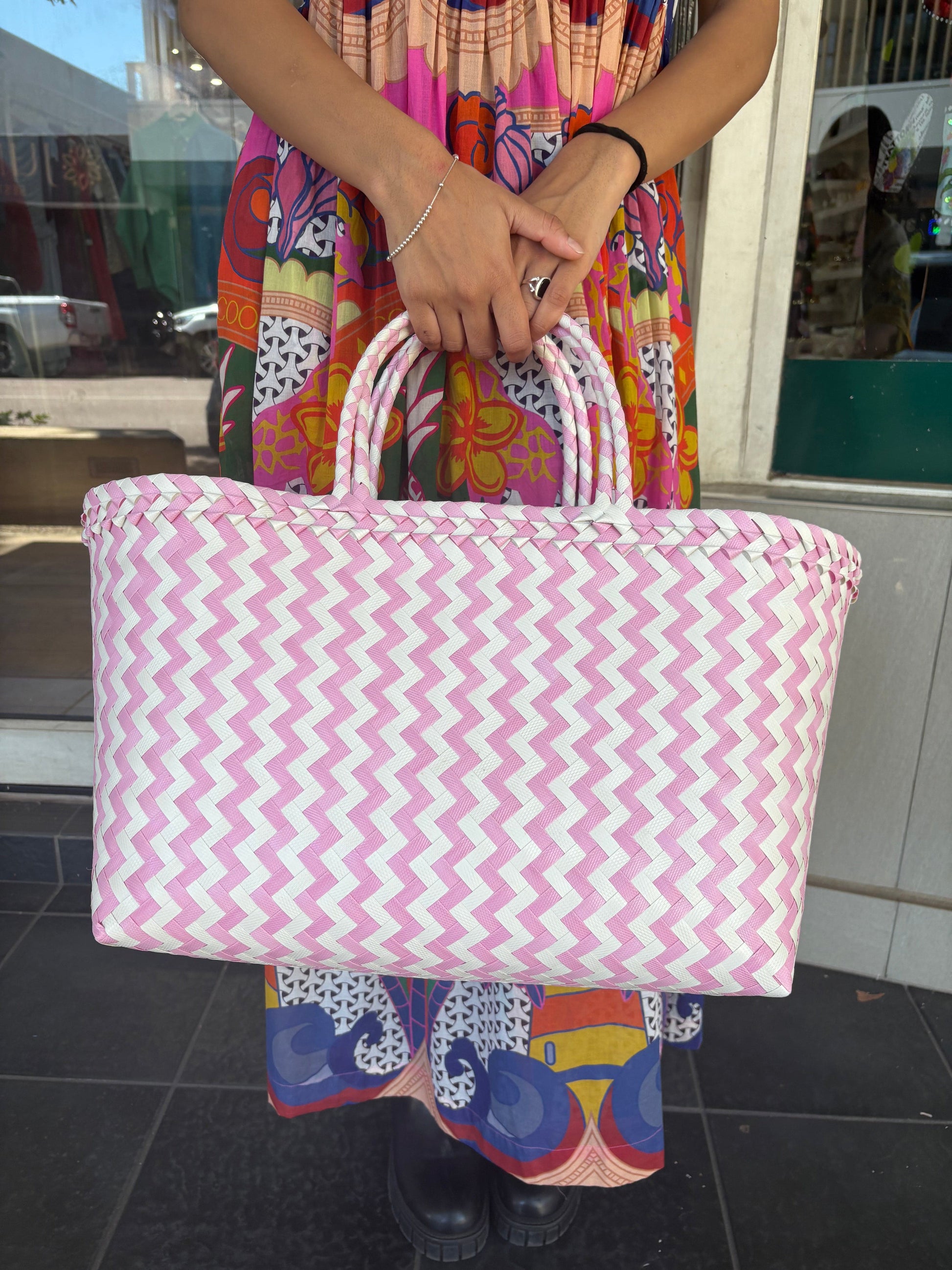 Oktavija Bag - Pink/ White - Pinkhill -  - [] - Darwin boutique - Australian fashion design - Darwin Fashion - Australian Fashion Designer - Australian Fashion Designer Brands - Australian Fashion Design 