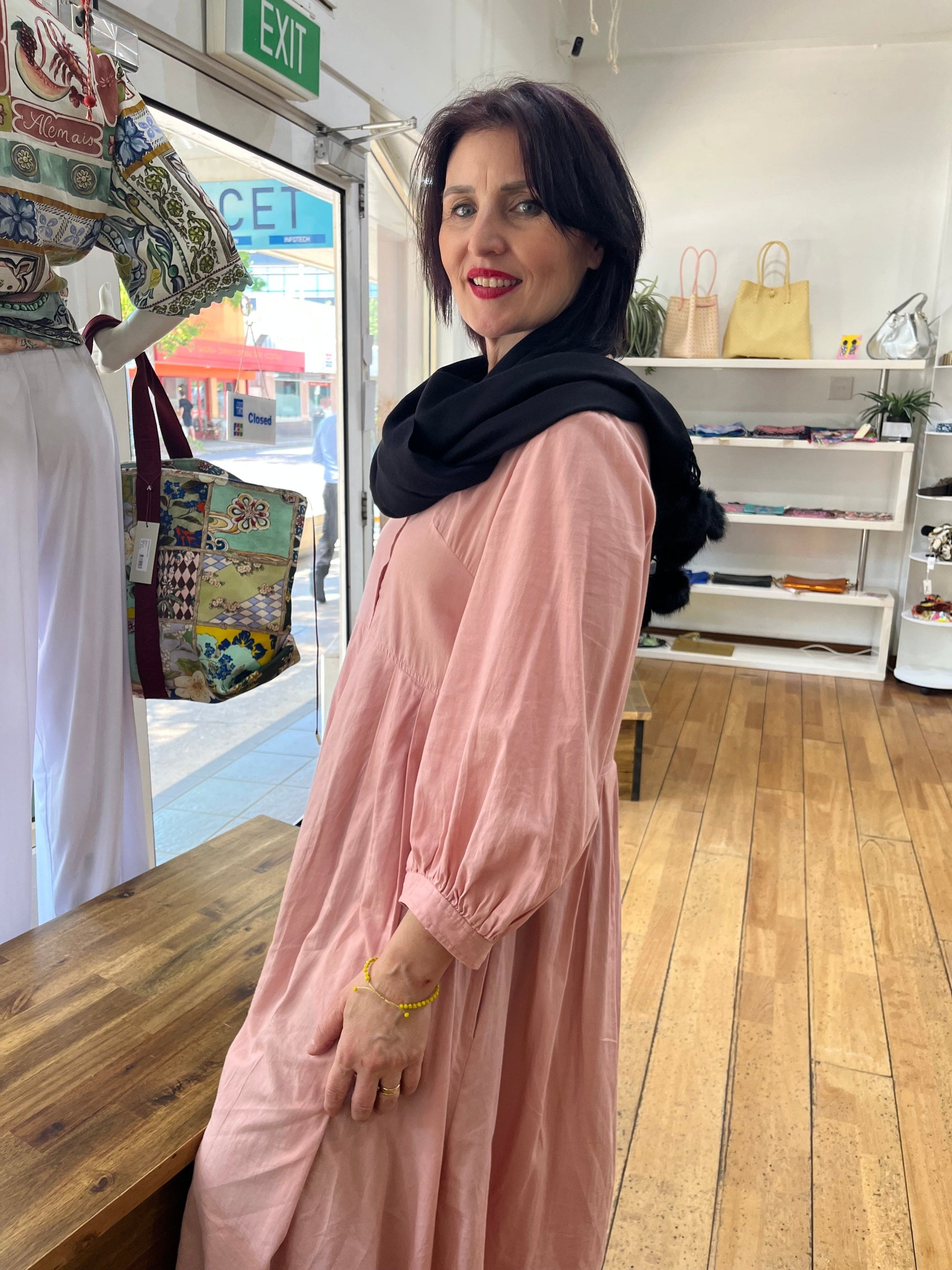 Pom Pom Scarf - Pinkhill -  - [] - Darwin boutique - Australian fashion design - Darwin Fashion - Australian Fashion Designer - Australian Fashion Designer Brands - Australian Fashion Design 