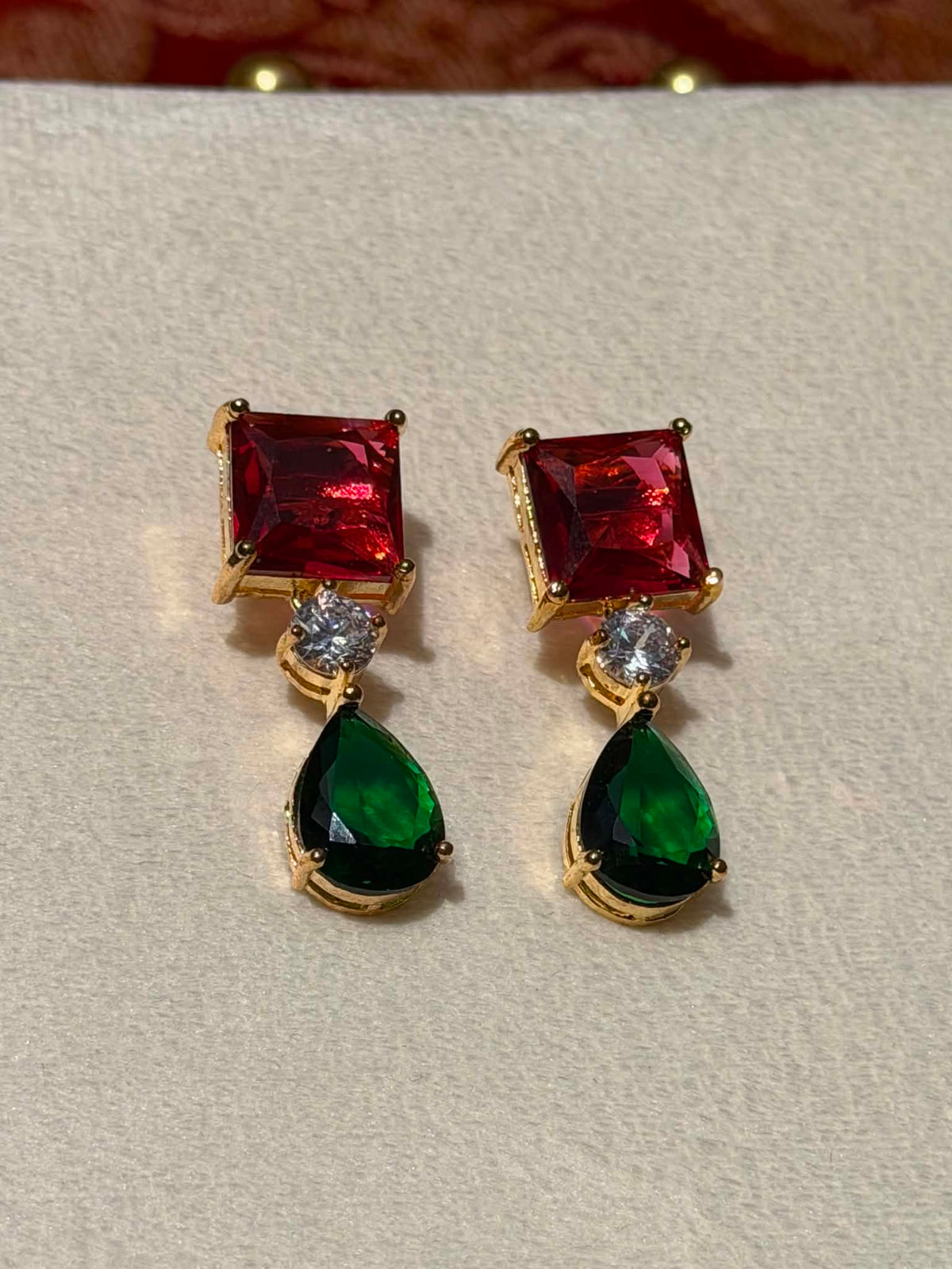 Valentina Crystal Drop Necklace & Earring Set - Jewel Tones