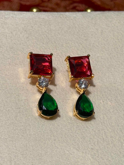 Valentina Crystal Drop Necklace & Earring Set - Jewel Tones