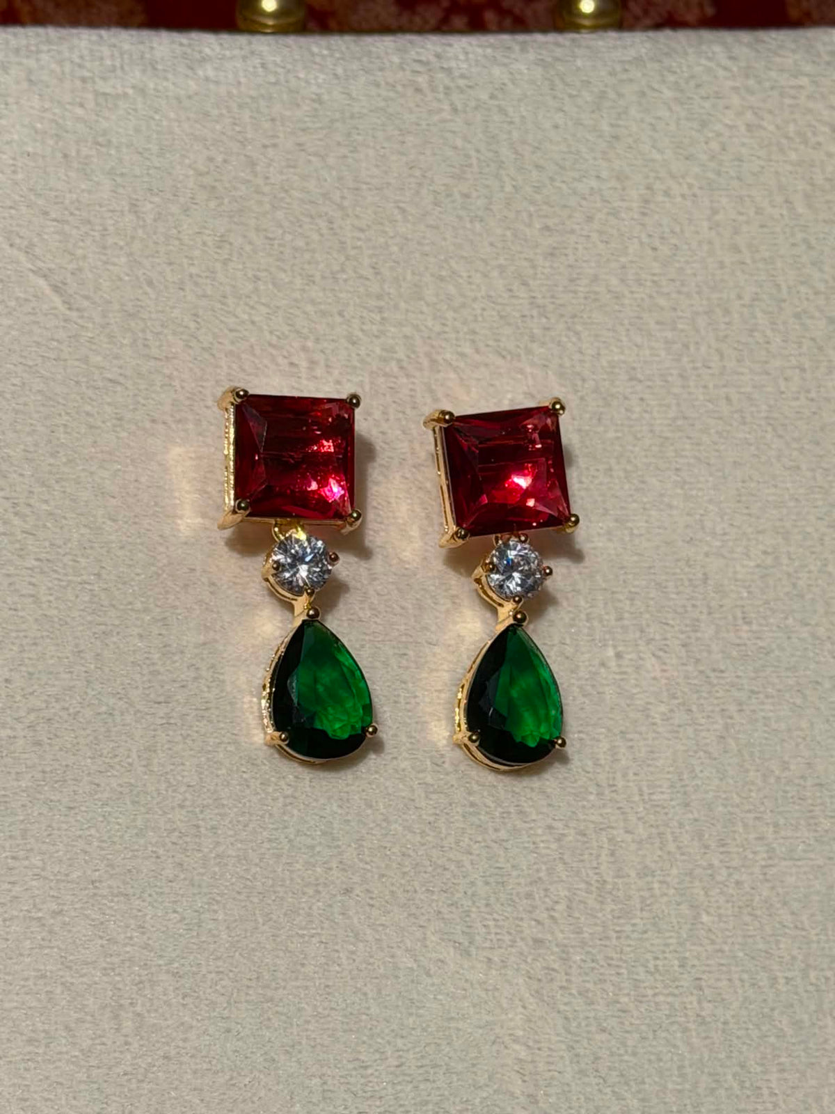 Valentina Crystal Drop Necklace & Earring Set - Jewel Tones