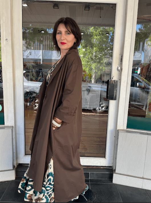 Verona Long Jacket - Brown - Pinkhill - Pinkhill -  - Darwin boutique - Australian fashion design - Darwin Fashion - Australian Fashion Designer - Australian Fashion Designer Brands - Australian Fashion Design 