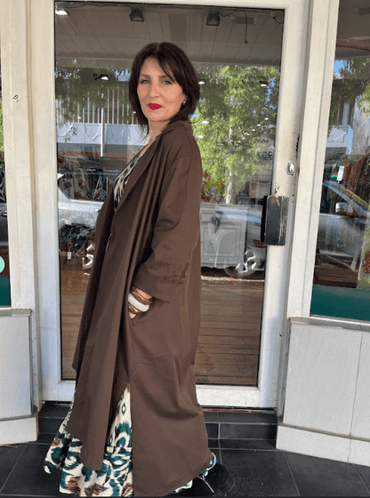 Verona Long Jacket - Brown - Pinkhill - Pinkhill -  - Darwin boutique - Australian fashion design - Darwin Fashion - Australian Fashion Designer - Australian Fashion Designer Brands - Australian Fashion Design 