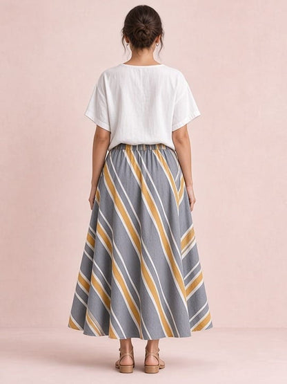 Willow Skirt - Blue Stripe - back view