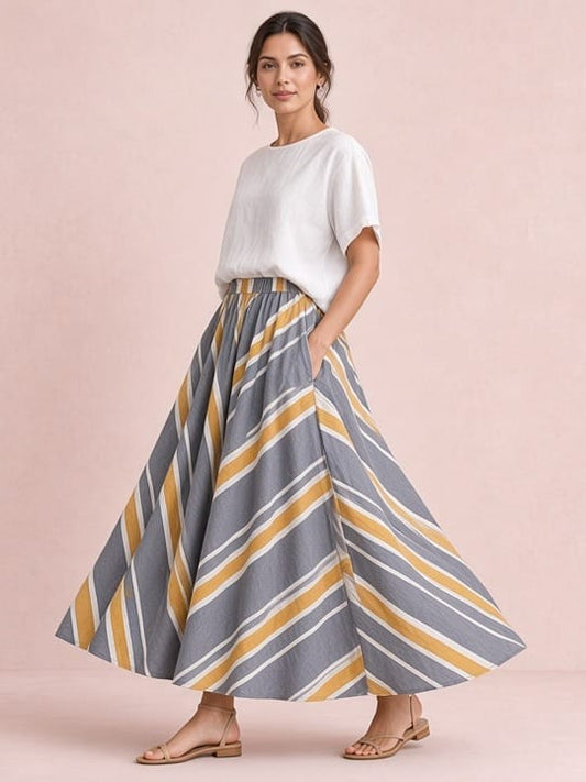 Willow Skirt - Blue Stripe - side view