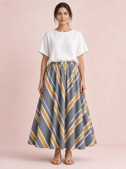 Willow Skirt - Blue Stripe - front view