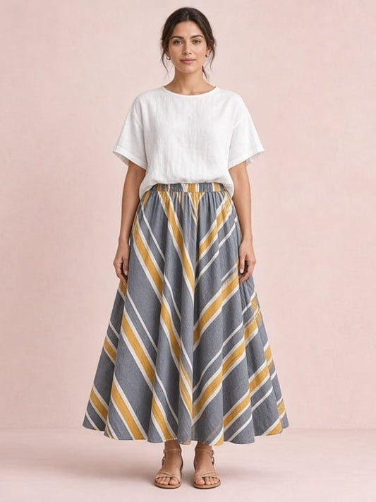 Willow Skirt - Blue Stripe - front view