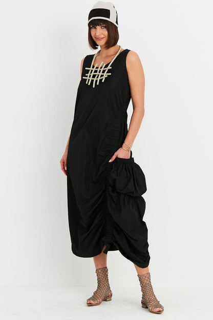 Planet By Lauren G Nylon Big Pocket Dress - Black - Pinkhill -  -  - Darwin boutique - Australian fashion design - Darwin Fashion - Australian Fashion Designer - Australian Fashion Designer Brands - Australian Fashion Design 