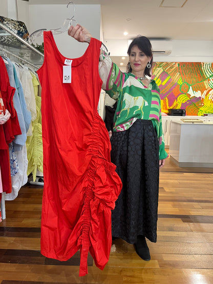 Planet By Lauren G Nylon Big Pocket Dress - Red - Pinkhill -  -  - Darwin boutique - Australian fashion design - Darwin Fashion - Australian Fashion Designer - Australian Fashion Designer Brands - Australian Fashion Design 