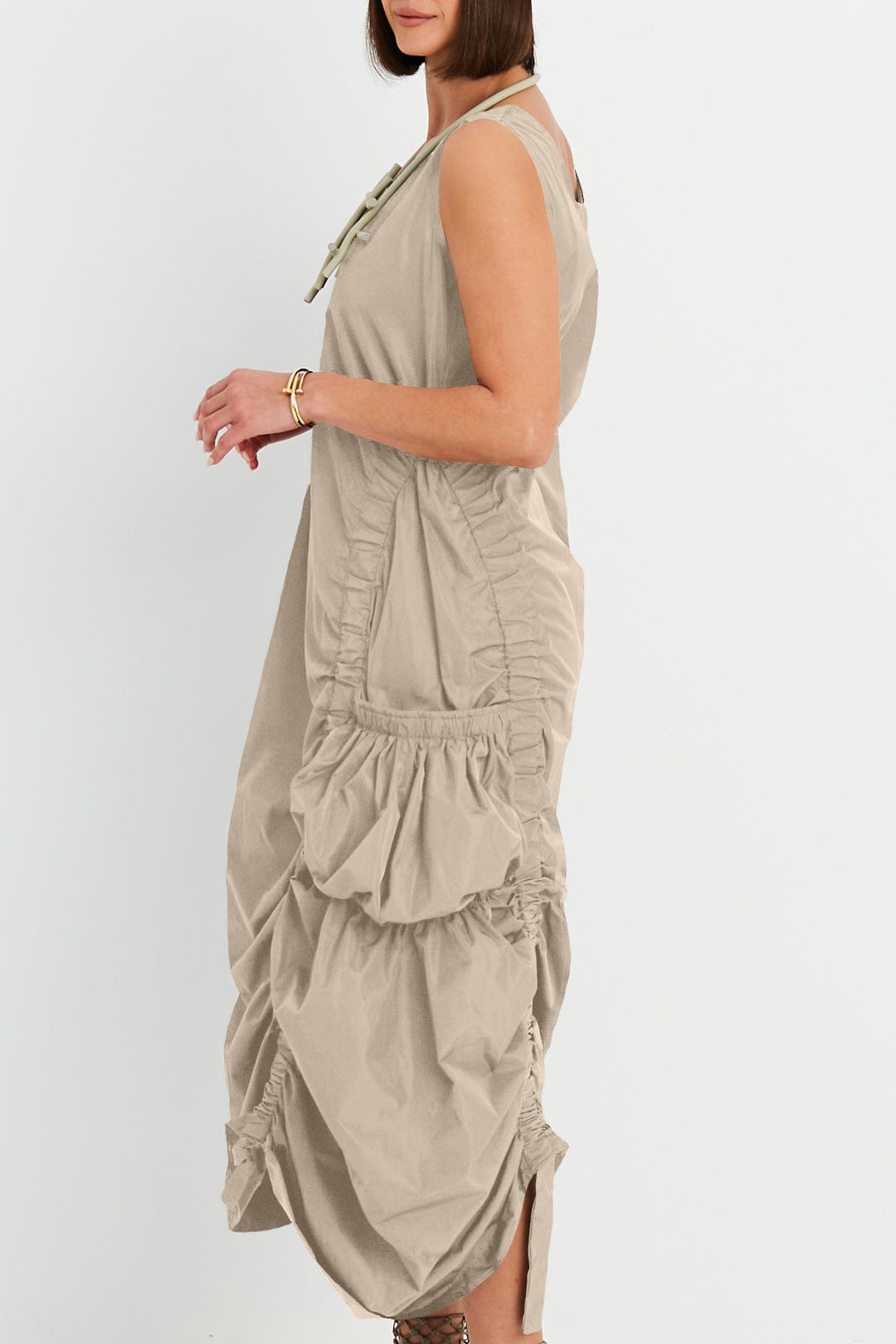 Planet By Lauren G Nylon Big Pocket Dress - Fawn - Pinkhill -  -  - Darwin boutique - Australian fashion design - Darwin Fashion - Australian Fashion Designer - Australian Fashion Designer Brands - Australian Fashion Design 