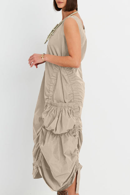 Planet By Lauren G Nylon Big Pocket Dress - Fawn - Pinkhill -  -  - Darwin boutique - Australian fashion design - Darwin Fashion - Australian Fashion Designer - Australian Fashion Designer Brands - Australian Fashion Design 