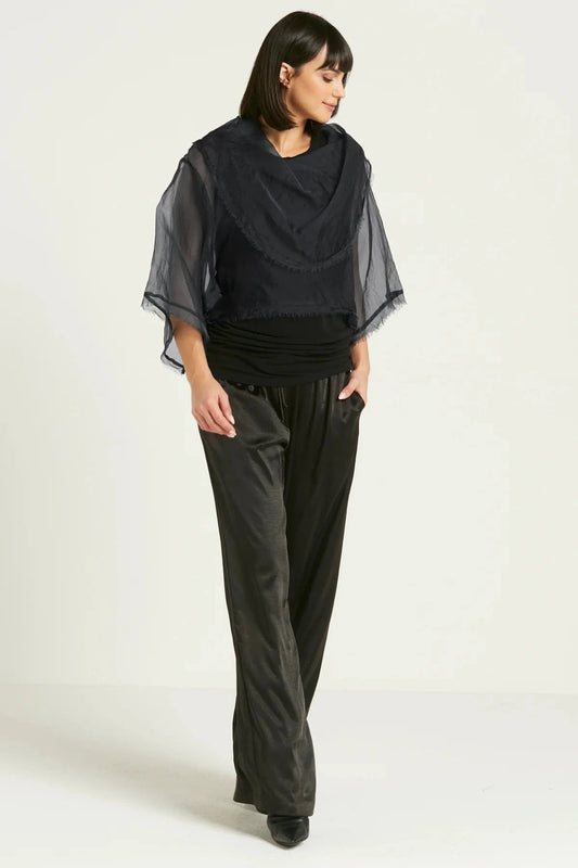 PLANET BY LAUREN G - ORGANZA JACKIE O TOP - BLACK - Pinkhill - Planet By Lauren G -  - Darwin boutique - Australian fashion design - Darwin Fashion - Australian Fashion Designer - Australian Fashion Designer Brands - Australian Fashion Design Tops