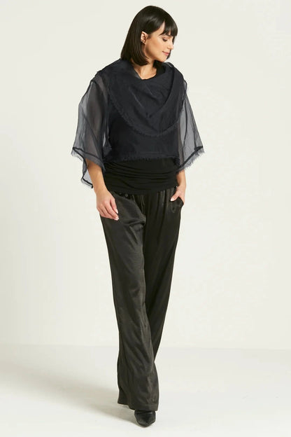 PLANET BY LAUREN G - ORGANZA JACKIE O TOP - MIDNIGHT - Pinkhill - Planet By Lauren G -  - Darwin boutique - Australian fashion design - Darwin Fashion - Australian Fashion Designer - Australian Fashion Designer Brands - Australian Fashion Design Tops