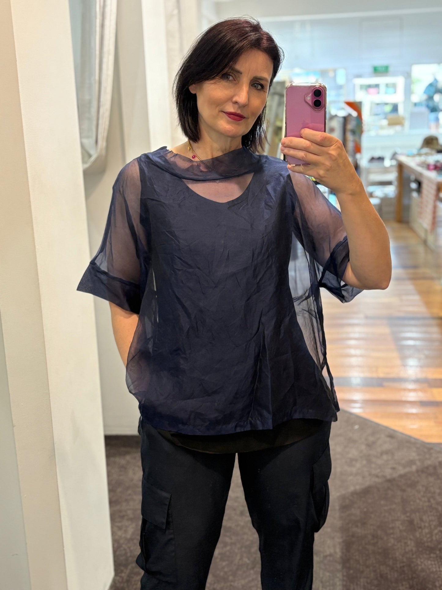 PLANET By Lauren G - ORGANZA TOKYO T - Mid Night - Pinkhill -  - [] - Darwin boutique - Australian fashion design - Darwin Fashion - Australian Fashion Designer - Australian Fashion Designer Brands - Australian Fashion Design Tanks