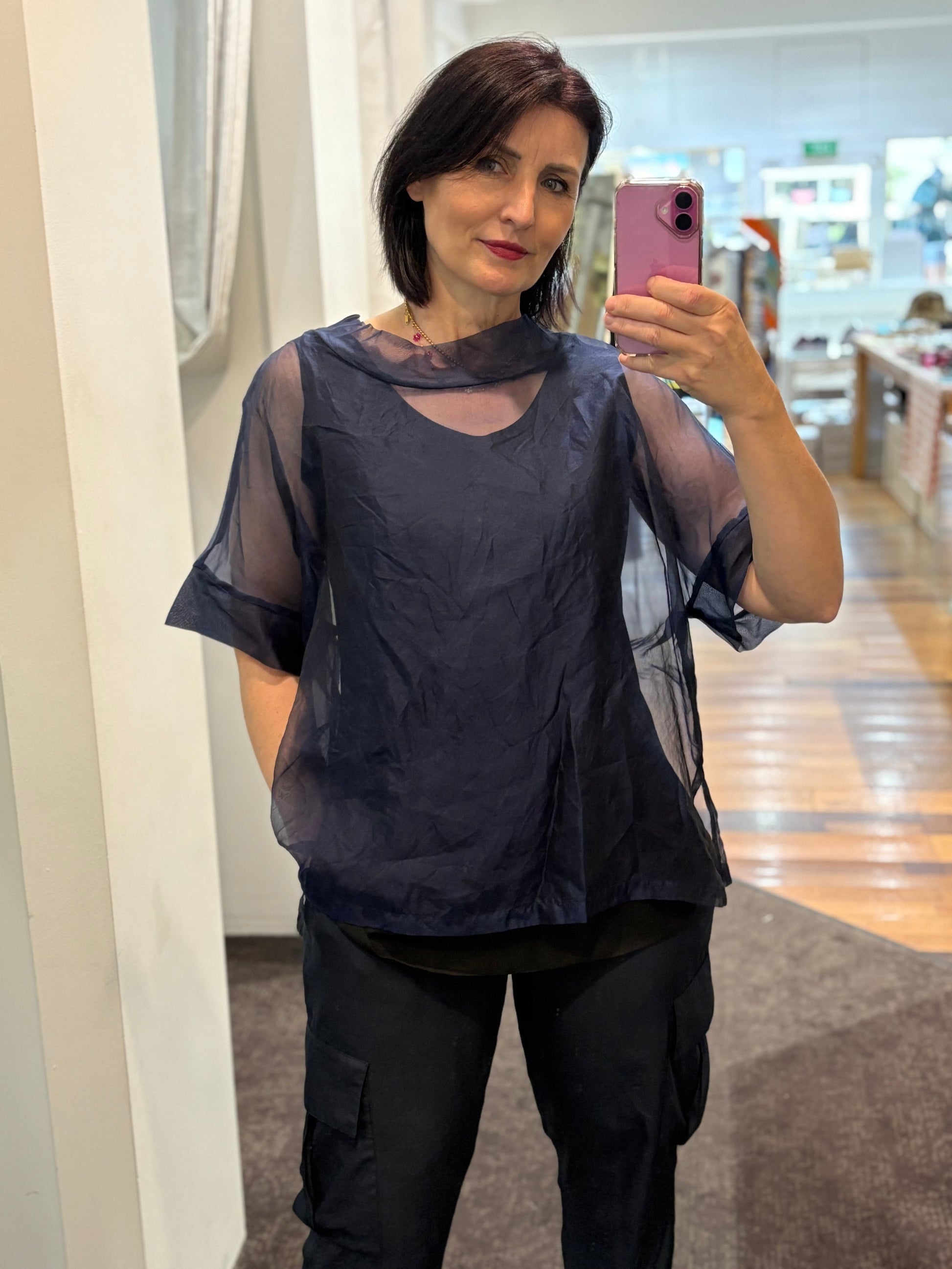 PLANET By Lauren G - ORGANZA TOKYO T - Mid Night - Pinkhill -  - [] - Darwin boutique - Australian fashion design - Darwin Fashion - Australian Fashion Designer - Australian Fashion Designer Brands - Australian Fashion Design Tanks