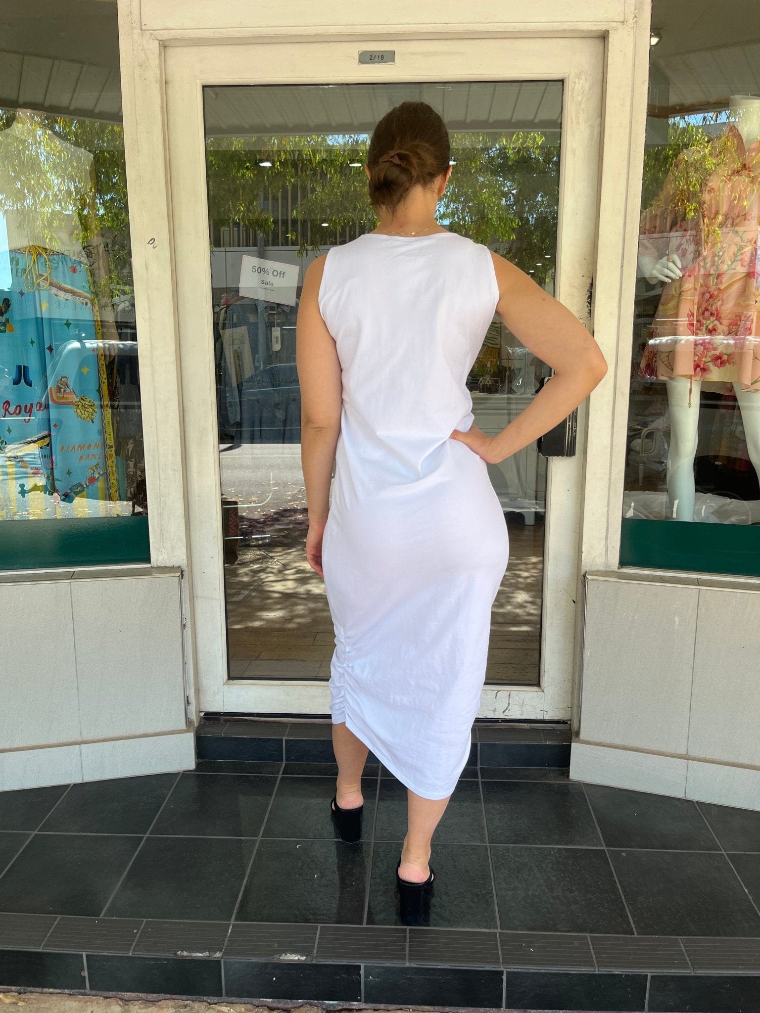 PLANET BY LAUREN G ROUCHED TANK DRESS - WHITE - Planet By Lauren G - Pinkhill - darwin fashion - darwin boutique