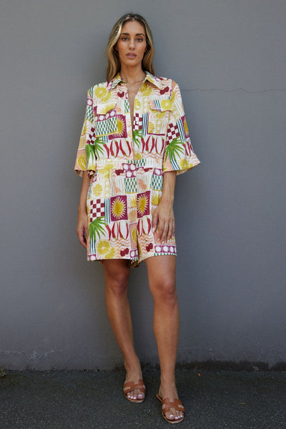 Ralf Studio Diamond Playsuit - Pink Fiesta - Pinkhill -  - [] - Darwin boutique - Australian fashion design - Darwin Fashion - Australian Fashion Designer - Australian Fashion Designer Brands - Australian Fashion Design 