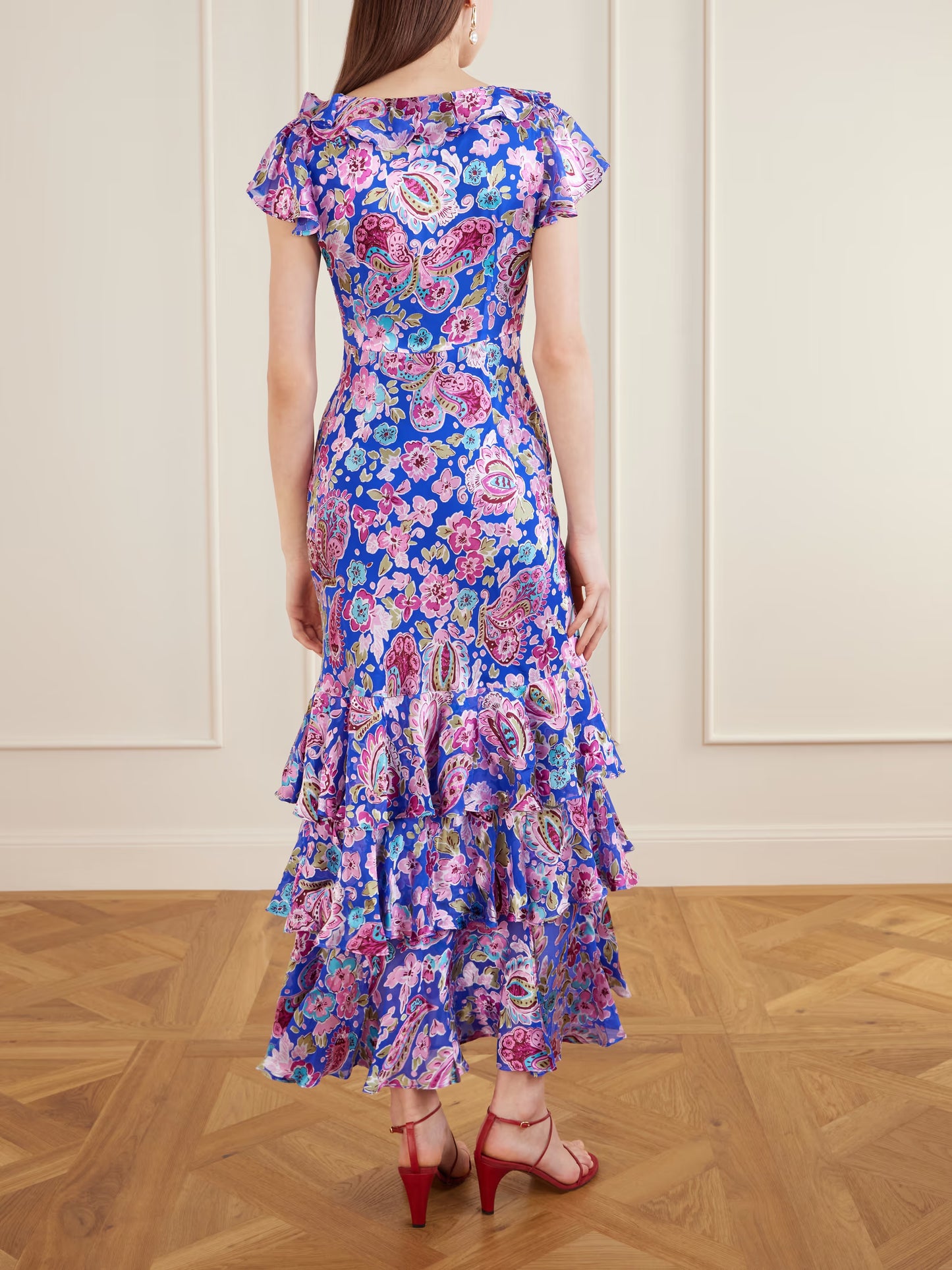 Rixo Amelle Tiered Floral-print devoré maxi dress - Pinkhill