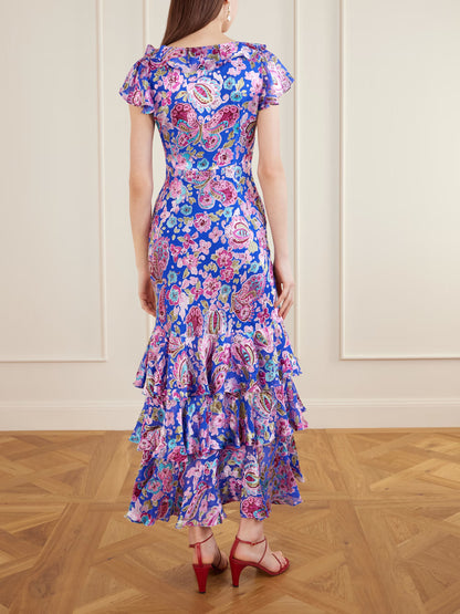 Rixo Amelle Tiered Floral-print devoré maxi dress - Pinkhill