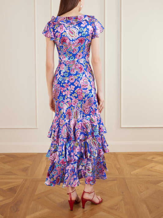 Rixo Amelle Tiered Floral-print devoré maxi dress