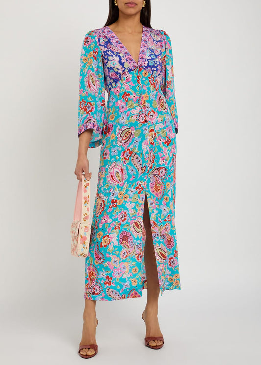 Rixo Dahlia Dress - Cara Mix Blue