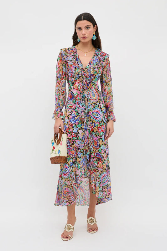 Rixo Gracye Dress - Cara Floral Leopard Brown